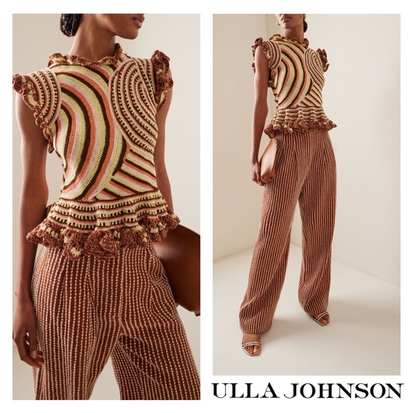 Ulla Johnson Tops - New! ULLA JOHNSON “Aurora” Ruffled Crochet Knit Top